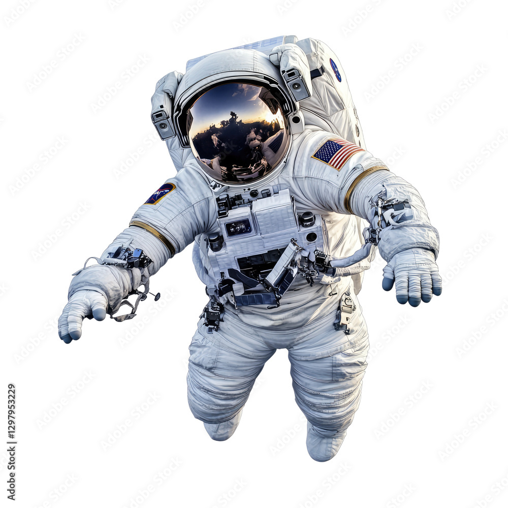 Astronaut in a space suit floating, isolated on a transparent background, Astronaut in a space suit floating, isolated on a transparent background,