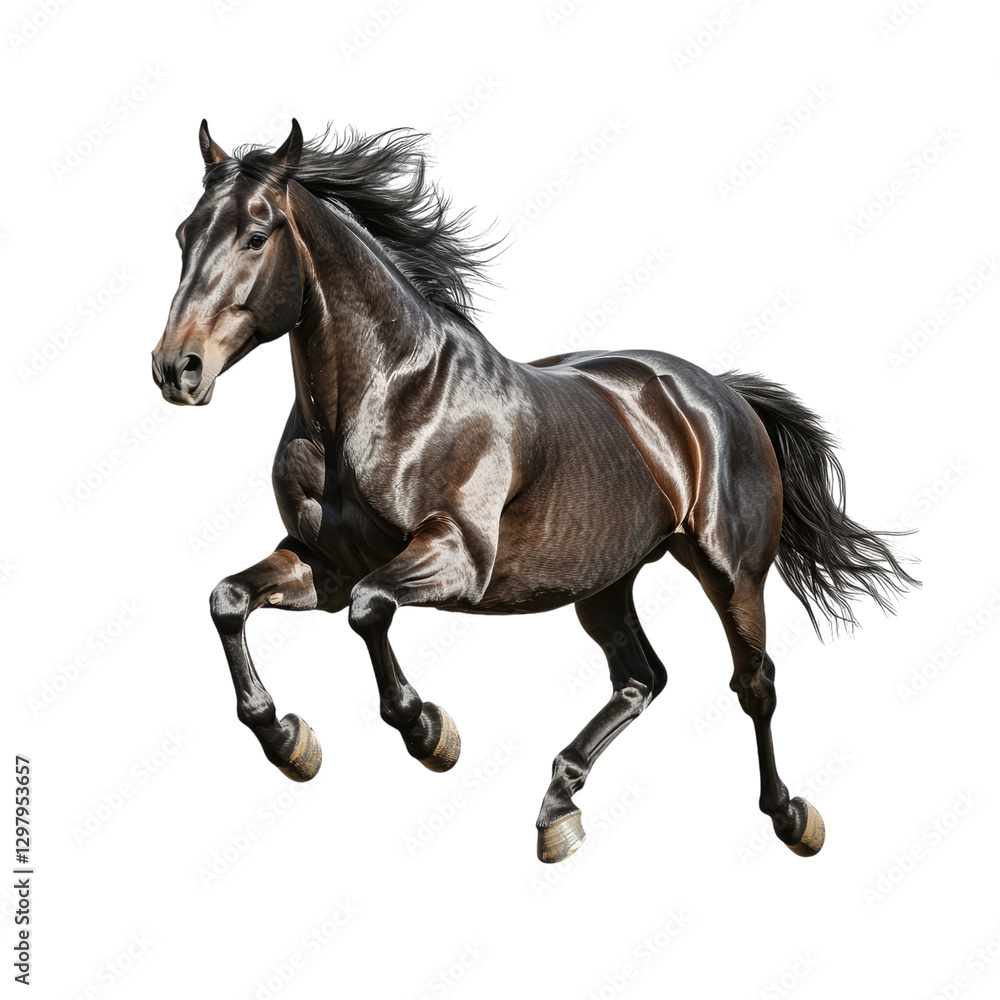 Fototapeta premium Beautiful horse running on a transparent background,