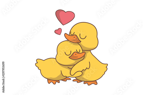 Hugging Duck Character Illustration