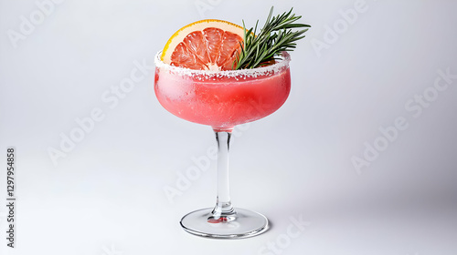 Wallpaper Mural Elegant Cocktail in a Glass with Grapefruit Slice and Rosemary Garnish on White Background Torontodigital.ca