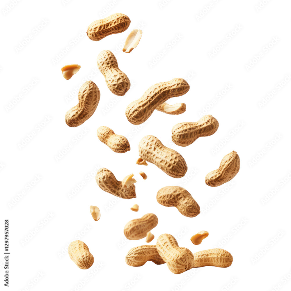 Falling off a few delicious peanuts, isolated on a transparent background. Falling off a few delicious peanuts, isolated on a transparent background.