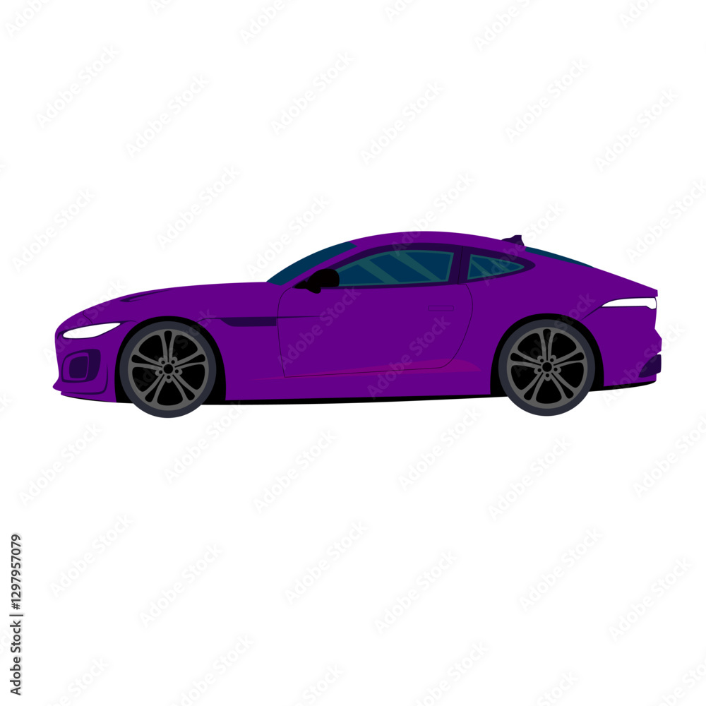 Fototapeta premium Purple sports car flat illustration