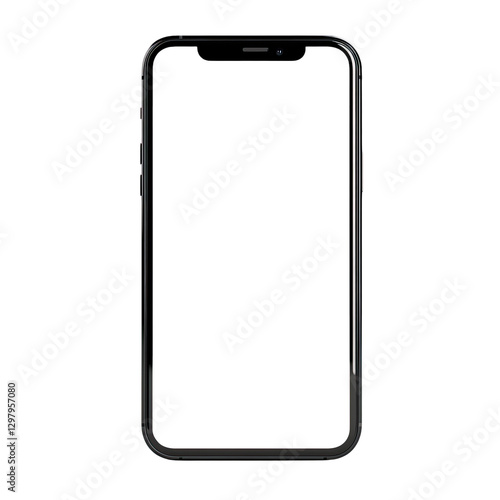 Front view of a blank smartphone mockup isolated on a transparent background