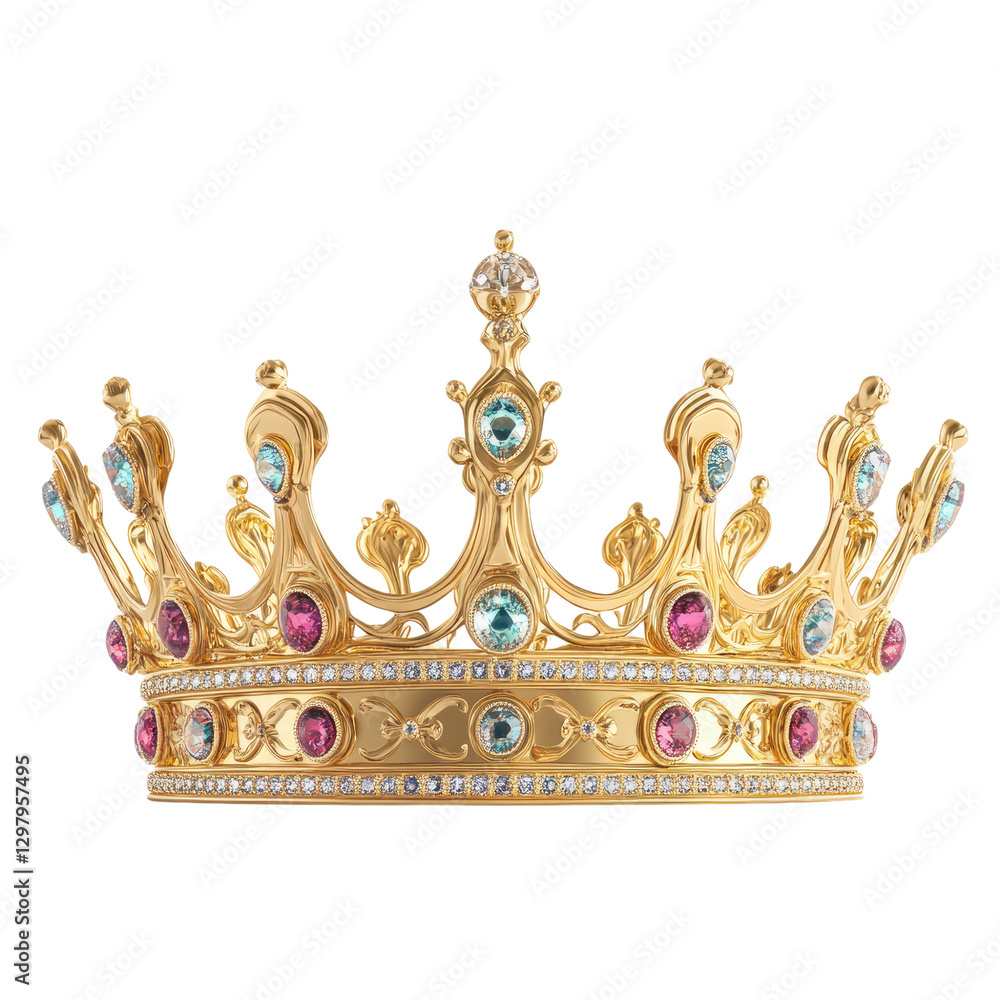 Fototapeta premium Gold crown isolated on a transparent background,