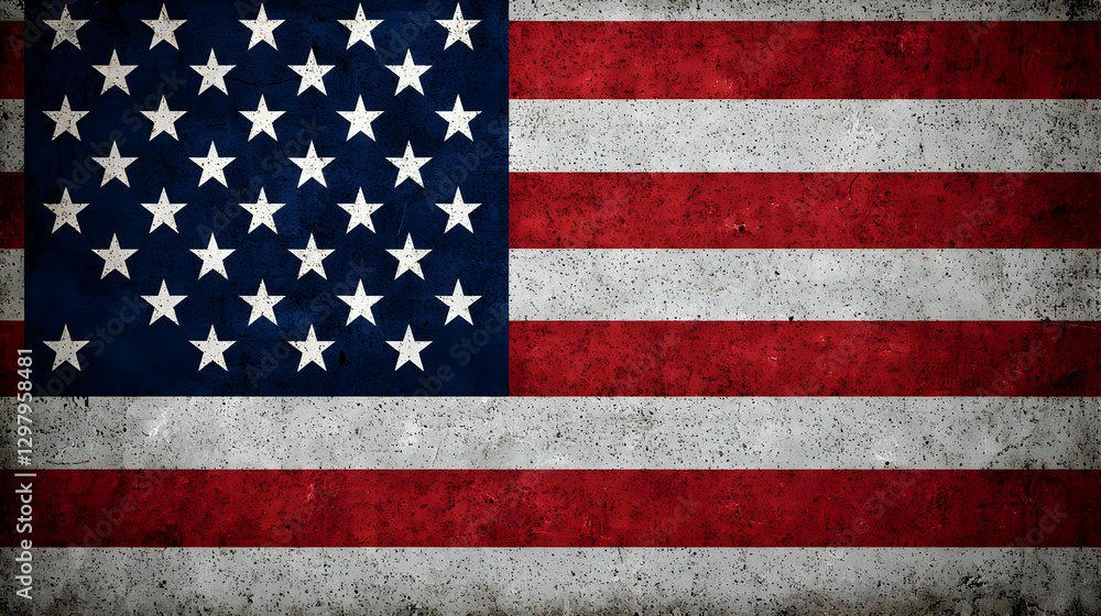 Naklejka premium Textured American Flag with Stars and Stripes in Patriotic Colors