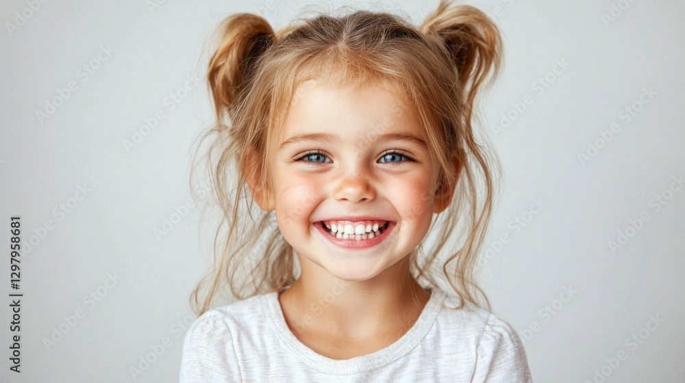 Joyful child smiling indoor studio portrait photography bright background close-up happiness concept Joyful child smiling indoor studio portrait photography bright background close-up happiness concept