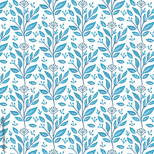 vintage seamless blue floral pattern with classic floral motifs for chic pillow covers and sophisticated table tops

