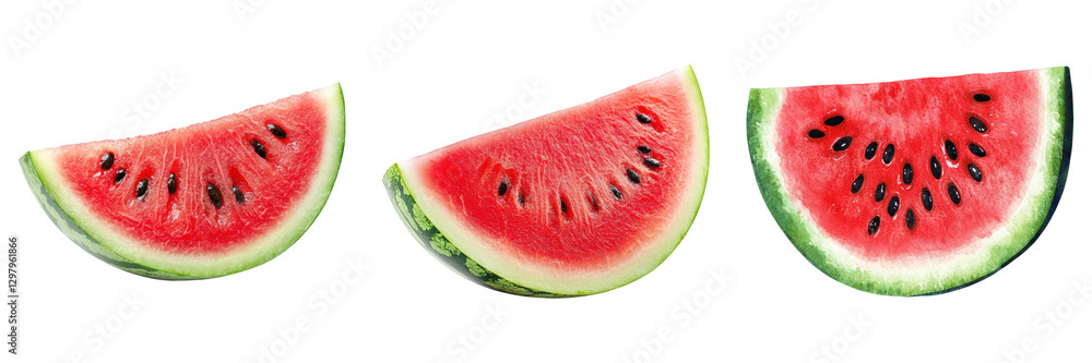 Fresh watermelon slices, juicy and vibrant, isolated on transparency background, perfect for summer Fresh watermelon slices, juicy and vibrant, isolated on transparency background, perfect for summer
