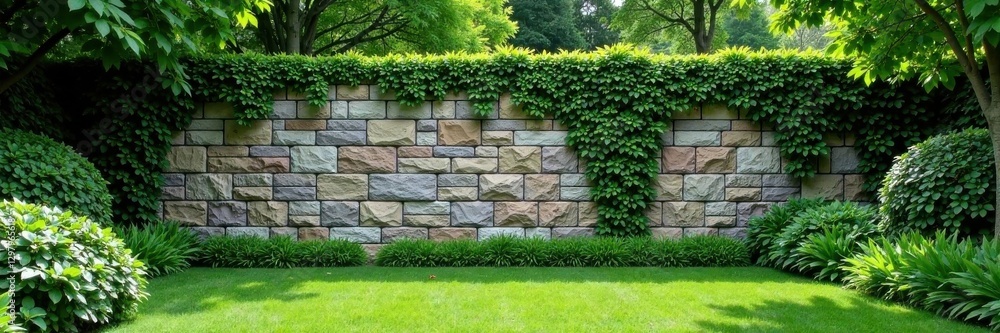 Gradient stone walls with lush greenery, gradient textures, outdoor decor, greenery Gradient stone walls with lush greenery, gradient textures, outdoor decor, greenery