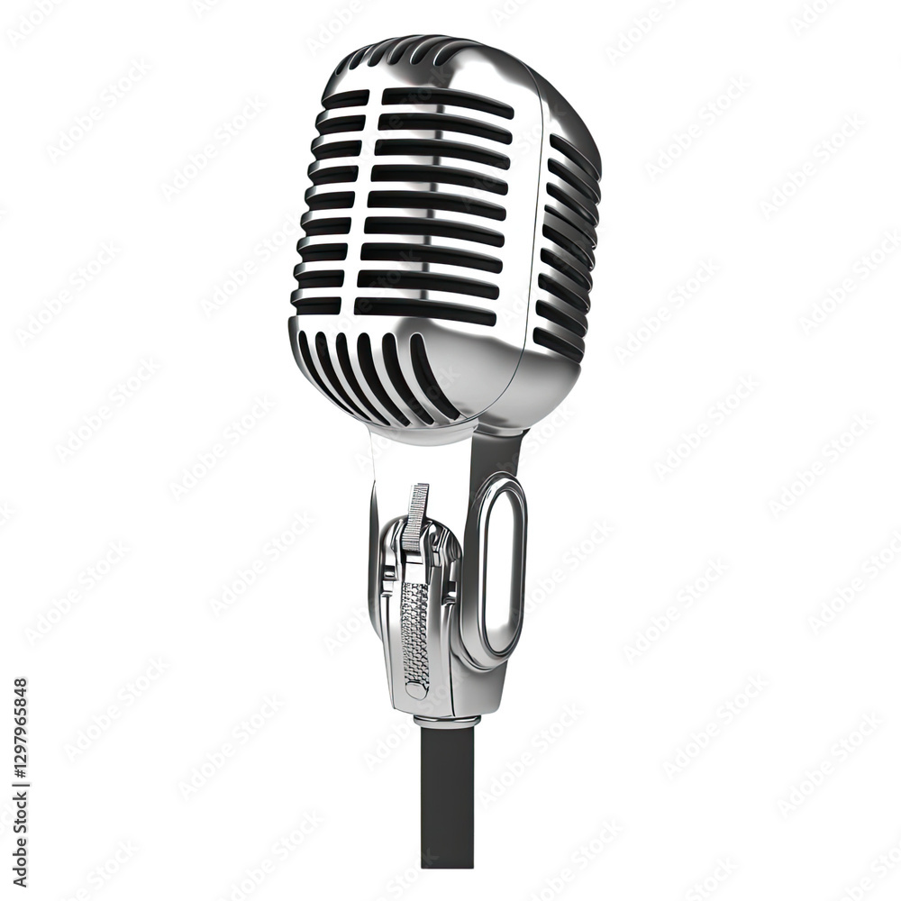 Fototapeta premium 3D Microphone transparent on a white background