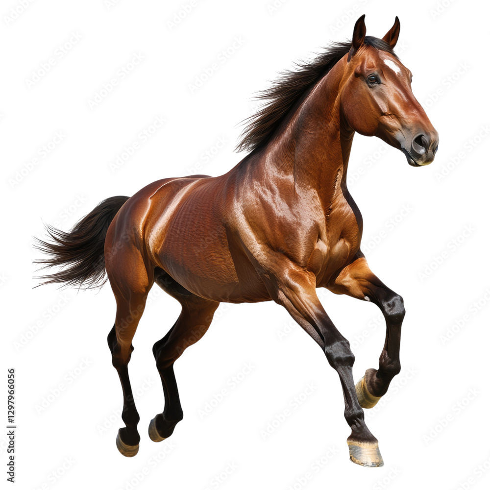 A beautiful horse running on a transparent background A beautiful horse running on a transparent background