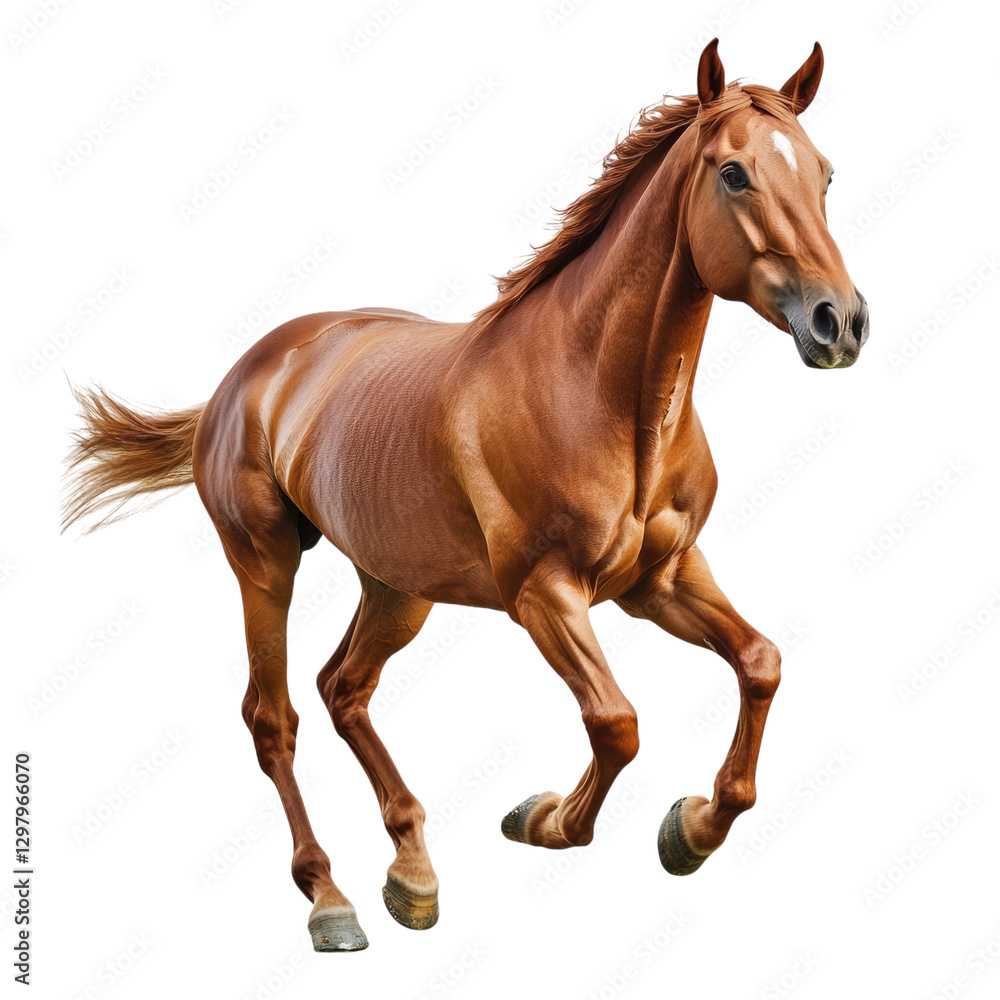 Fototapeta premium A beautiful horse running on a transparent background