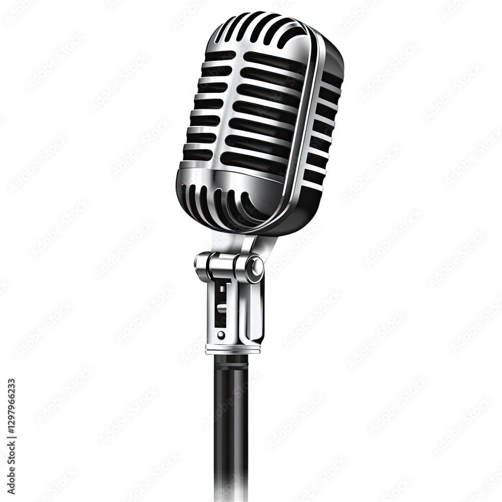 Fototapeta premium 3D Microphone transparent on a white background