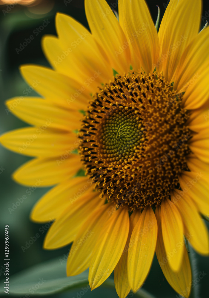 A closeup of a bright yellow sunflower showing its intricate details A closeup of a bright yellow sunflower showing its intricate details