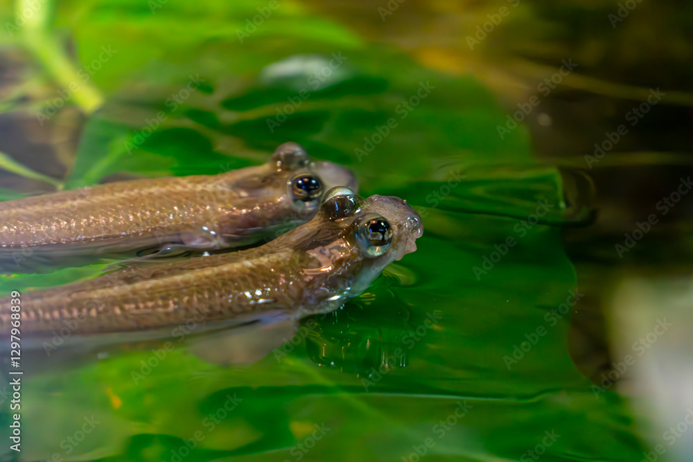 The four-eyed argus (Anableps anableps) is a species of carniform fish from the Anablepidae family. It is bred in aquariums. Wild Animals. Wild life The four-eyed argus (Anableps anableps) is a species of carniform fish from the Anablepidae family. It is bred in aquariums. Wild Animals. Wild life