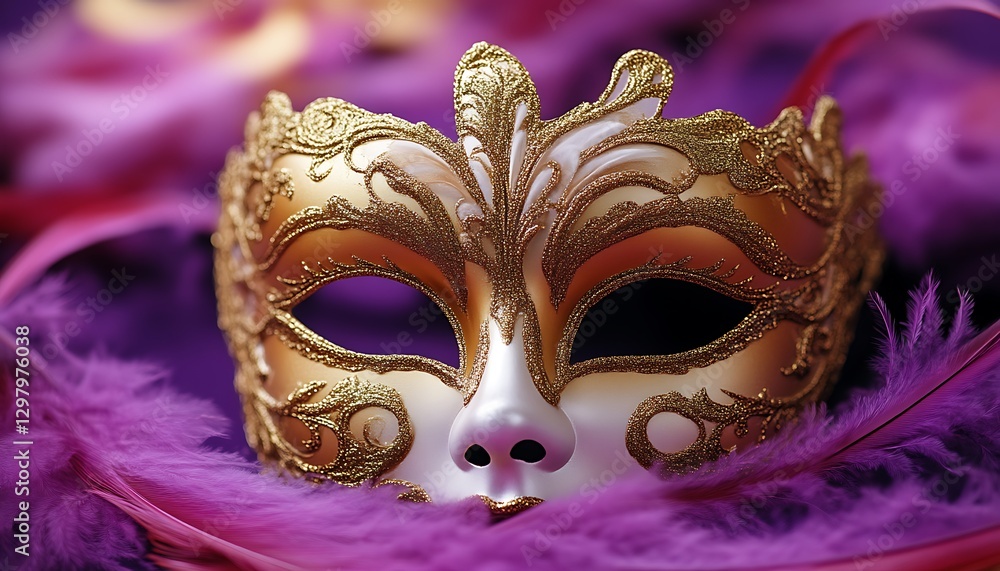 Venetian Mask on Purple Feathers Venetian Mask on Purple Feathers