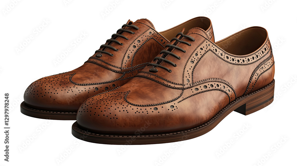 Classic Leather Brogues: A pair of exquisitely crafted brown leather brogue shoes, showcasing intricate detailing, stylish design, and timeless elegance, representing sophistication and quality. Classic Leather Brogues: A pair of exquisitely crafted brown leather brogue shoes, showcasing intricate detailing, stylish design, and timeless elegance, representing sophistication and quality.
