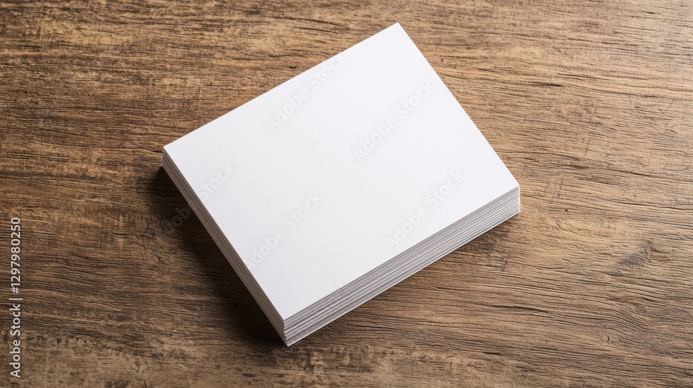 A simple stack of blank white paper sits on a wooden surface, showcasing a minimalist design and functional appeal. A simple stack of blank white paper sits on a wooden surface, showcasing a minimalist design and functional appeal.