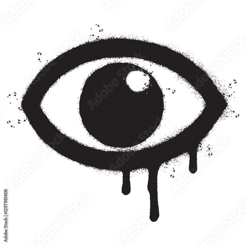 Spray Painted Graffiti eye icon isolated on white background. vector illustration.