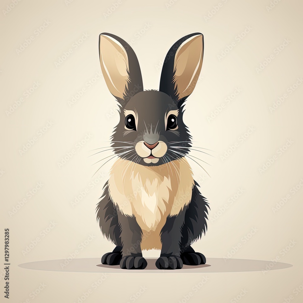 Obraz premium Minimalist Flat Style Rabbit Artwork with Dark Tones