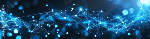 A dynamic digital abstract representation featuring glowing blue lines and dots. This image embodies modern technology themes, perfect for backgrounds and tech-related projects.