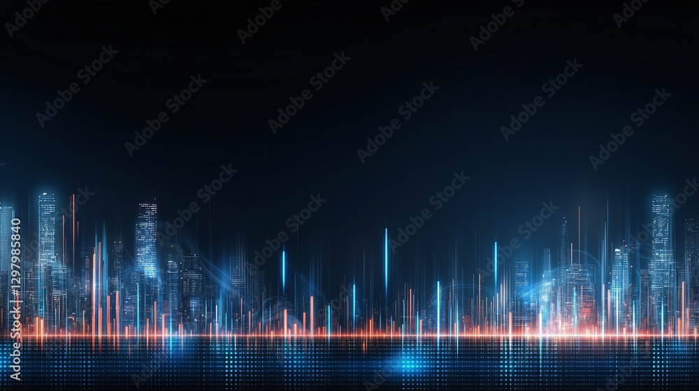 A futuristic city skyline illuminated by glowing lines and vibrant colors, representing the blend of urban life and technology in a visually striking way. A futuristic city skyline illuminated by glowing lines and vibrant colors, representing the blend of urban life and technology in a visually striking way.