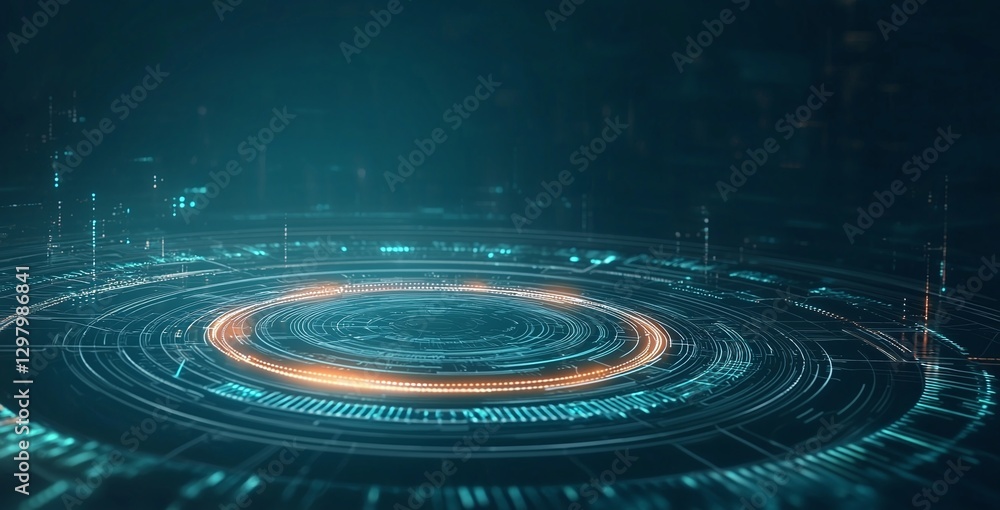 Fototapeta premium A futuristic digital interface showcasing intricate patterns and vibrant colors. This abstract design symbolizes innovation and connectivity in the digital age.