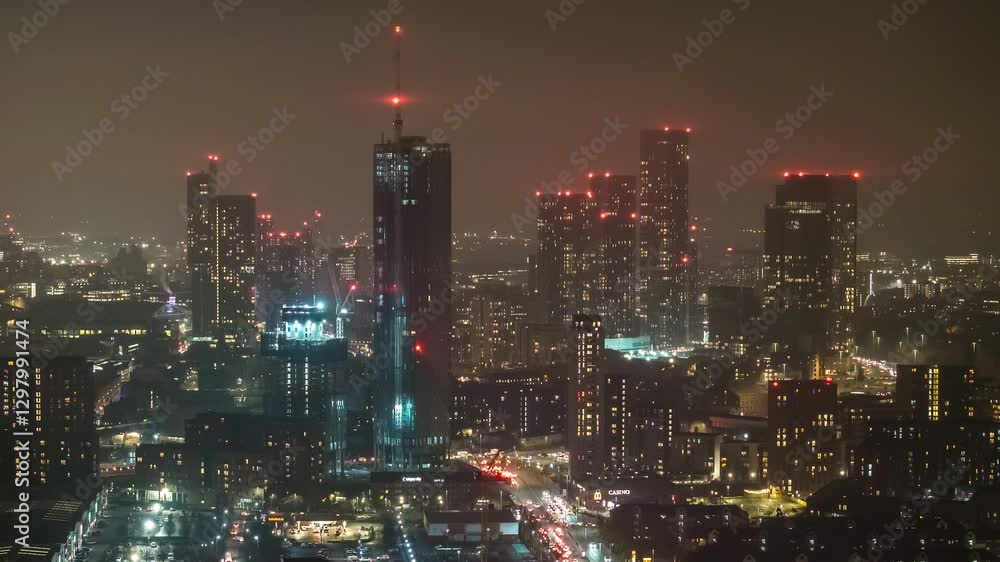 Timelapse of Manchester City Skyline at Dusk Timelapse of Manchester City Skyline at Dusk