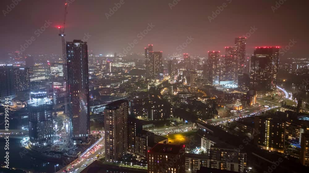 Timelapse of Manchester City Skyline at Dusk Timelapse of Manchester City Skyline at Dusk