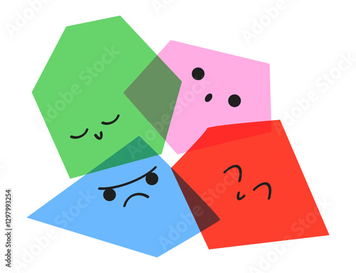 Emoji sticker different shape emotion mental health ilustration cartoon