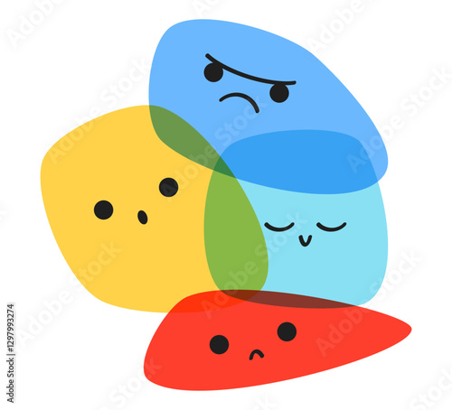 Colorful emoji faces emotions overlay decoration illustration