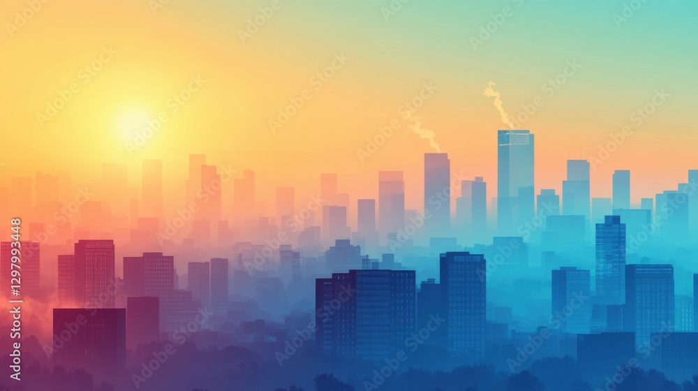 Fototapeta premium background air pollution and pm 2.5 over city