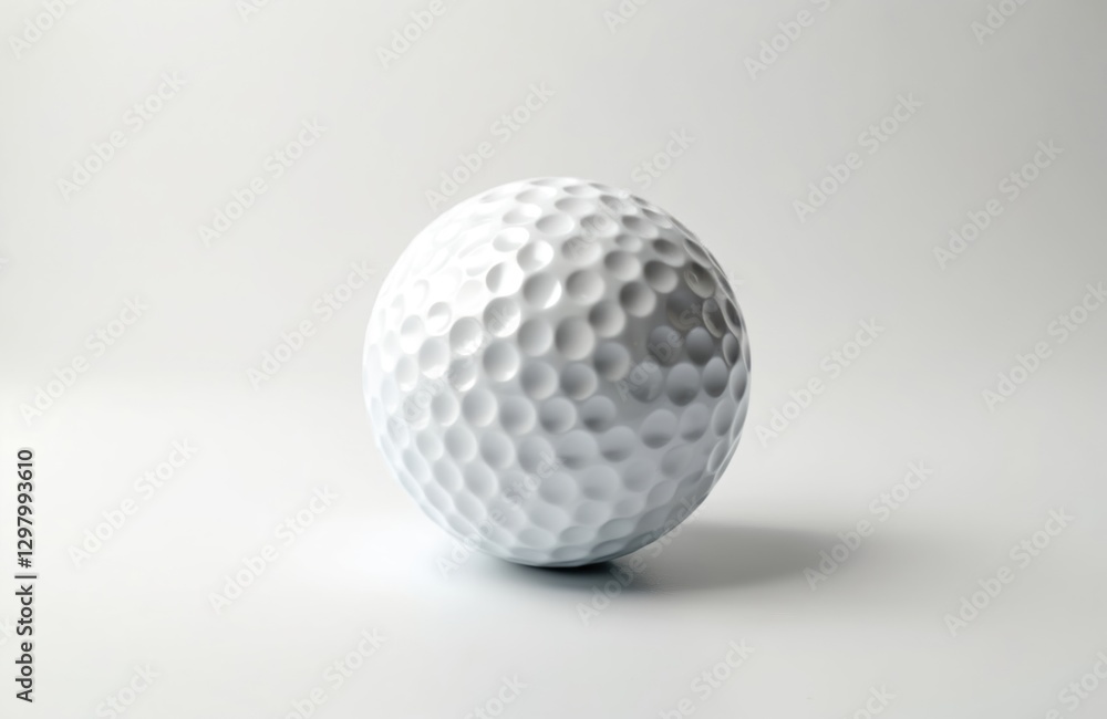 Close-up shot of white golf ball against clear background. Sport sphere with dimples pattern detail for golfing equipment recreational activity concept. Single object with shadow against white Close-up shot of white golf ball against clear background. Sport sphere with dimples pattern detail for golfing equipment recreational activity concept. Single object with shadow against white