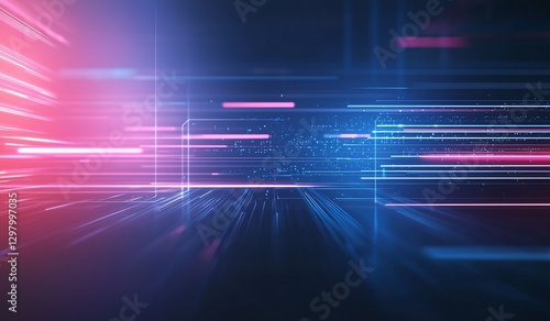 A vibrant and dynamic abstract background showcasing lines of light in pink and blue hues, representing speed, energy, and technological innovation. Perfect for digital projects.
