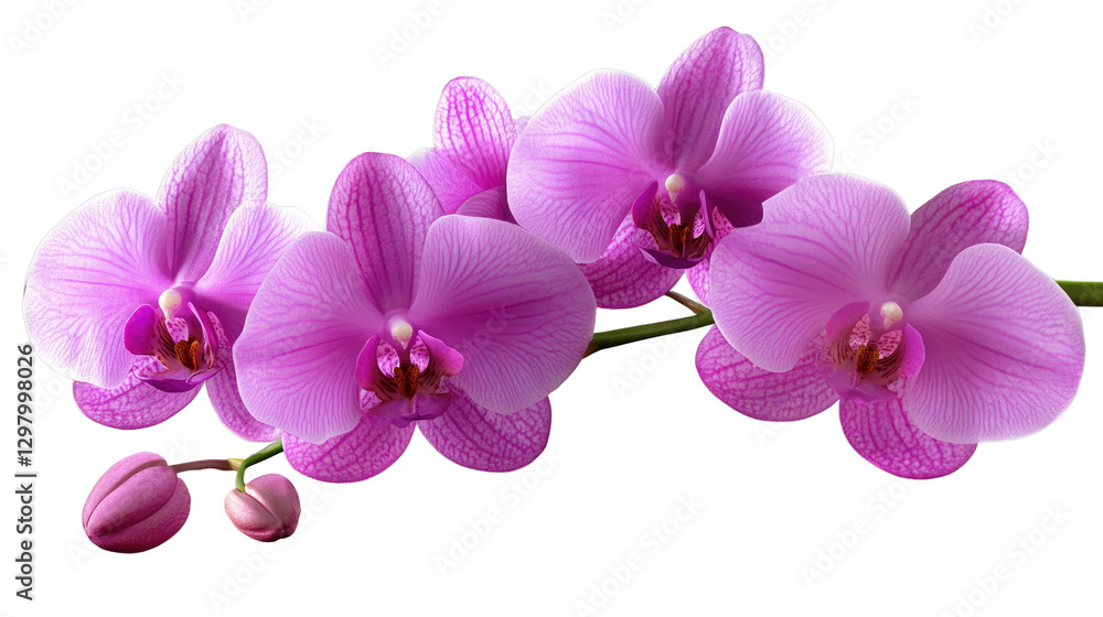 Fototapeta premium Orchid Branch: Delicate pink orchids, representing beauty and purity, in full bloom on their stem