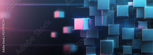 A vibrant display of abstract 3D cubes in various colors, creating a sense of depth and movement
