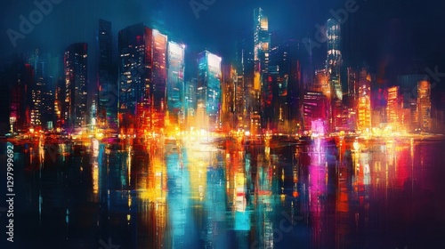 Wallpaper Mural Dynamic Cityscape: Vibrant Night Lights and Blurred Motion in Urban Scene Torontodigital.ca