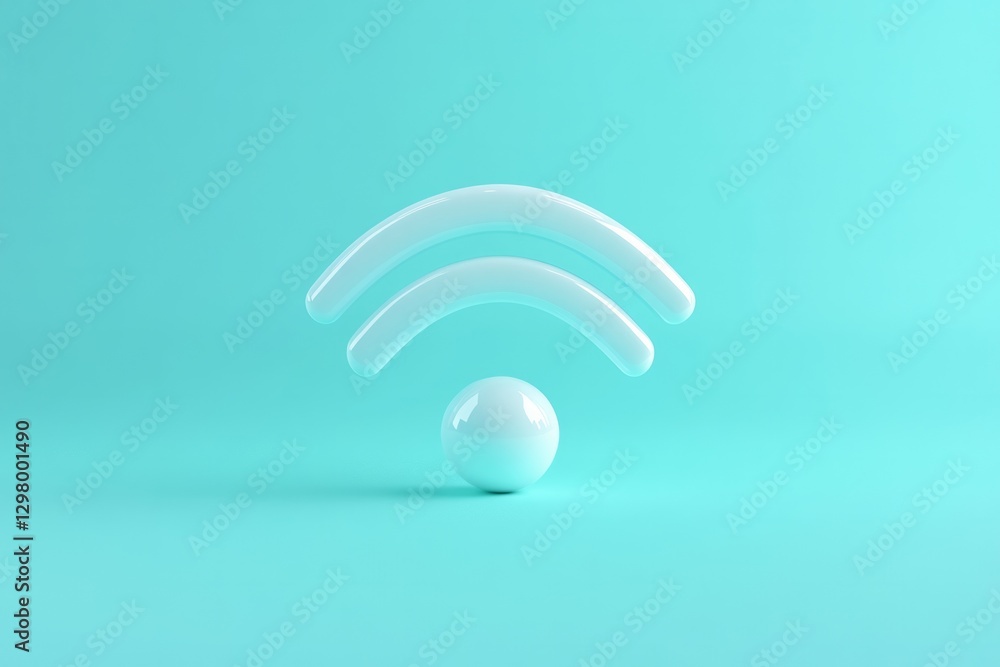 Fototapeta premium Light blue WiFi Wireless Symbol. 3D Render Illustration