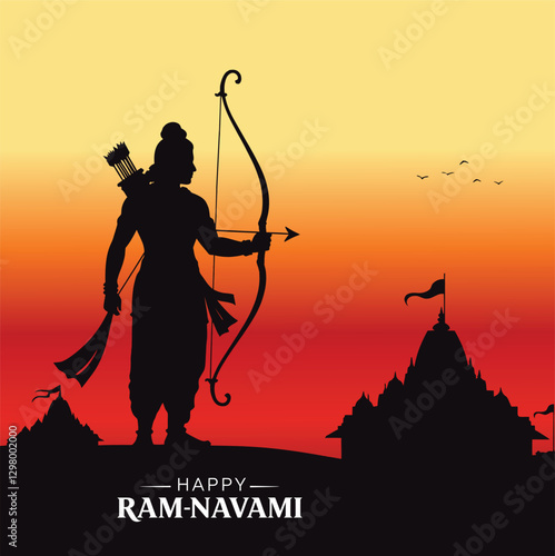 Happy Ram Navami festival of India. Lord Rama birth day celebration vector illustration design. Eps10