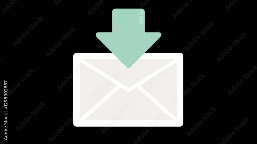 Incoming Email Animation Icon - Simple Loop Motion Graphic on Black Background