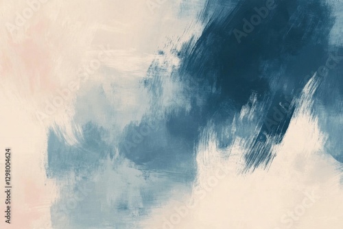 Abstract Blue And Beige Painting With Dynamic Brushstrokes And Textured Background A Modern Contemporary Artwork Featuring A Serene And Tranquil