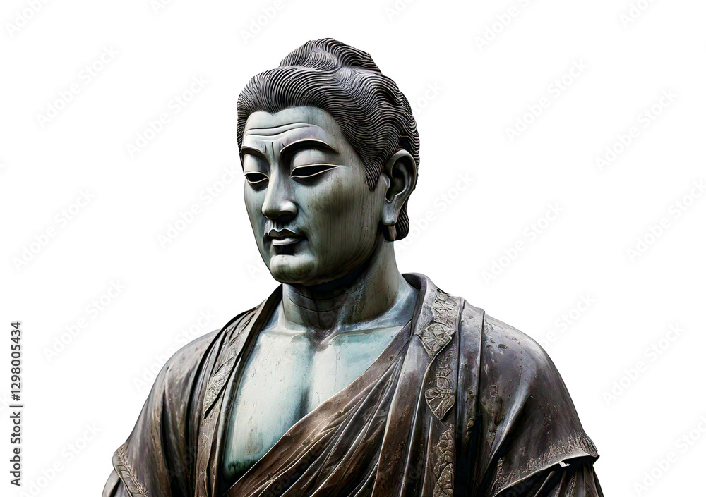 Statue of a person with a serene expression. isolated on a transparent or white background. Statue of a person with a serene expression. isolated on a transparent or white background.