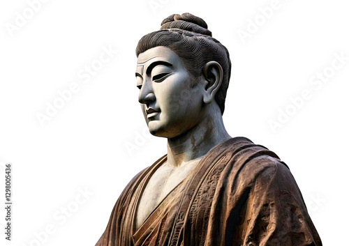 Statue of a person with a serene expression. isolated on a transparent or white background. photo