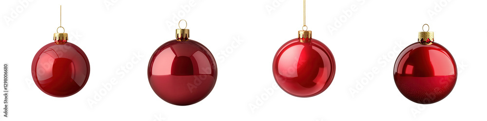Vibrant Red Christmas Baubles Hanging on Display in a Festive Holiday Arrangement Classic Xmas Ornaments with a Glossy Shiny Finish for a Luxurious Elegant Look Vibrant Red Christmas Baubles Hanging on Display in a Festive Holiday Arrangement Classic Xmas Ornaments with a Glossy Shiny Finish for a Luxurious Elegant Look