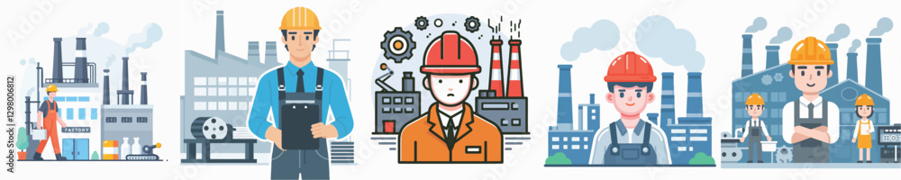 Vector of a factory worker. Vector of a factory worker.