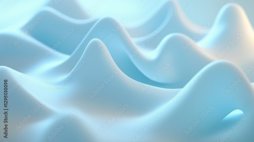 Obraz premium Close-up of a group of wavy, abstract shapes in a light blue color. the shapes are arranged in a way that creates a sense of depth and dimension, with each shape having a smooth, wavy surface.