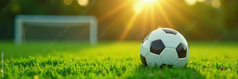 Naklejka premium Soccer ball on grass field , field, grass, ball