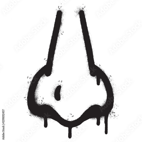 Spray Painted Graffiti nose icon isolated on white background. vector illustration.