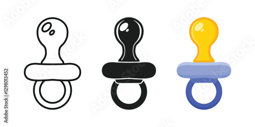 Baby pacifier icon in flat style. Nipple for newborn child vector illustration on isolated background. Soother sign business concept.