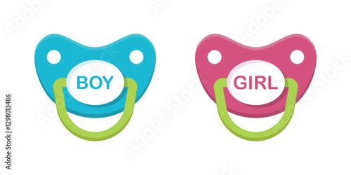 Baby pacifier icon in flat style. Nipple for newborn child vector illustration on isolated background. Soother sign business concept.